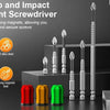 A set of anti slip and impact resistant screwdrivers with various sizes and magnetic tips displayed on a dark surface.
