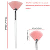 Une seule brosse de masque facial en silicone rose avec manche métallique, vue verticale et horizontale.