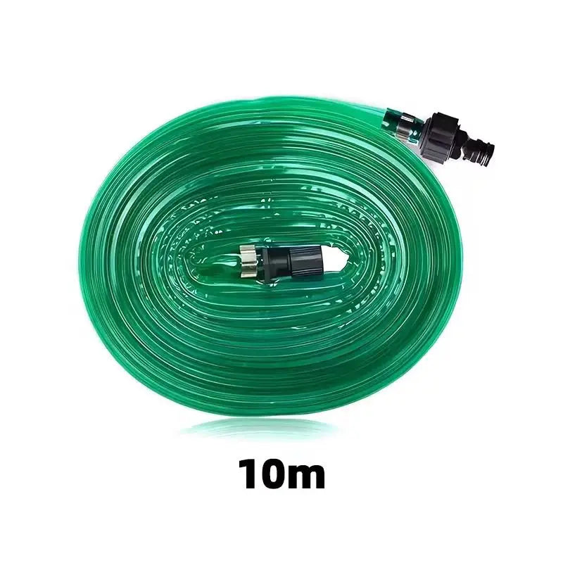 Green multi-directional soaker hose 10 meters long with connectors