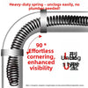 A close-up of a heavy-duty spring pipe tool demonstrating effortless cornering and enhanced visibility.