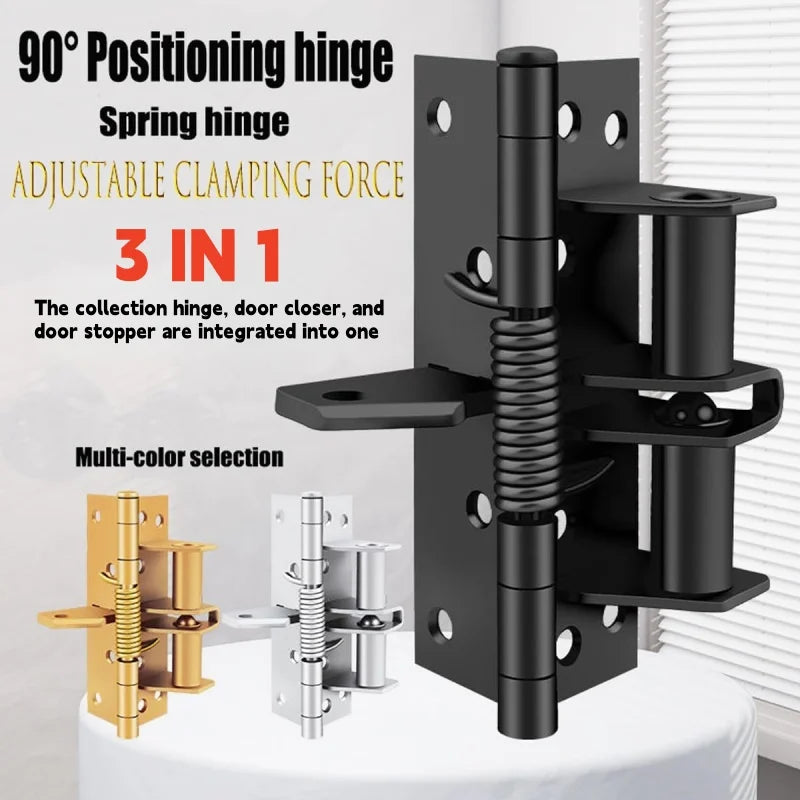 A black 90 degree positioning spring hinge with adjustable clamping force and multi-color options.