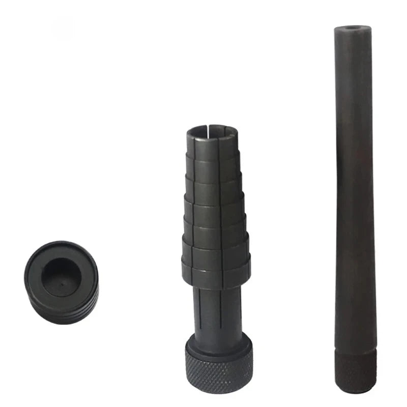 A black professional ring stretcher and expander tool with a cylindrical body and a circular end.