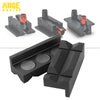 Set of black aluminum magnetic vise jaw inserts with red tips for fitting protection