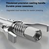 Close-up view of a silver high-pressure grease gun with thickened precision casting handles and dual grips.