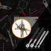 A set of telescopic magnetic grippers and tools displayed on a dark surface.