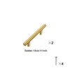 Two golden cabinet handles, 10cm or 4 inch long, and four screws shown.