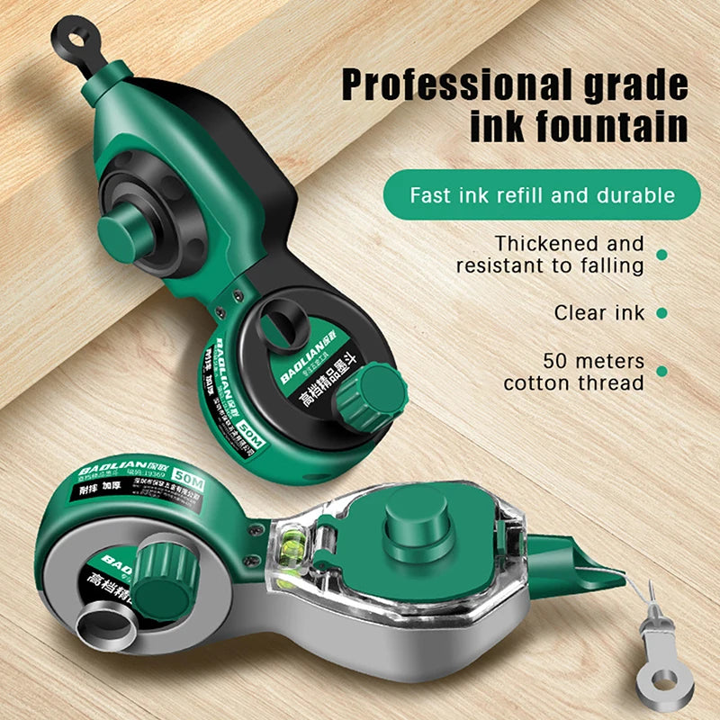 A professional grade ink fountain tool in green and black, showing a refillable design and a metal needle tip.