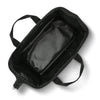 Bolsa de herramientas Oxford negra y duradera con correas para el hombro, vista desde arriba.