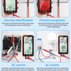 Precision digital multimeter showing zero line identification, firewire recognition, DC current measurement, and AC current m