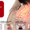Infrared therapy massage belt being used on a person's neck and shoulder area for relief.
