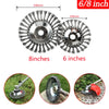 Two universal trimmer heads, 8 inches and 6 inches, for gas or petrol lawn mowers.