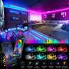 A smartphone displays various light modes and features, including 16 million colors, dancing light, multi-application support