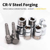 Set of CR-V steel forging triple-shield chrome plating socket wrench adapters