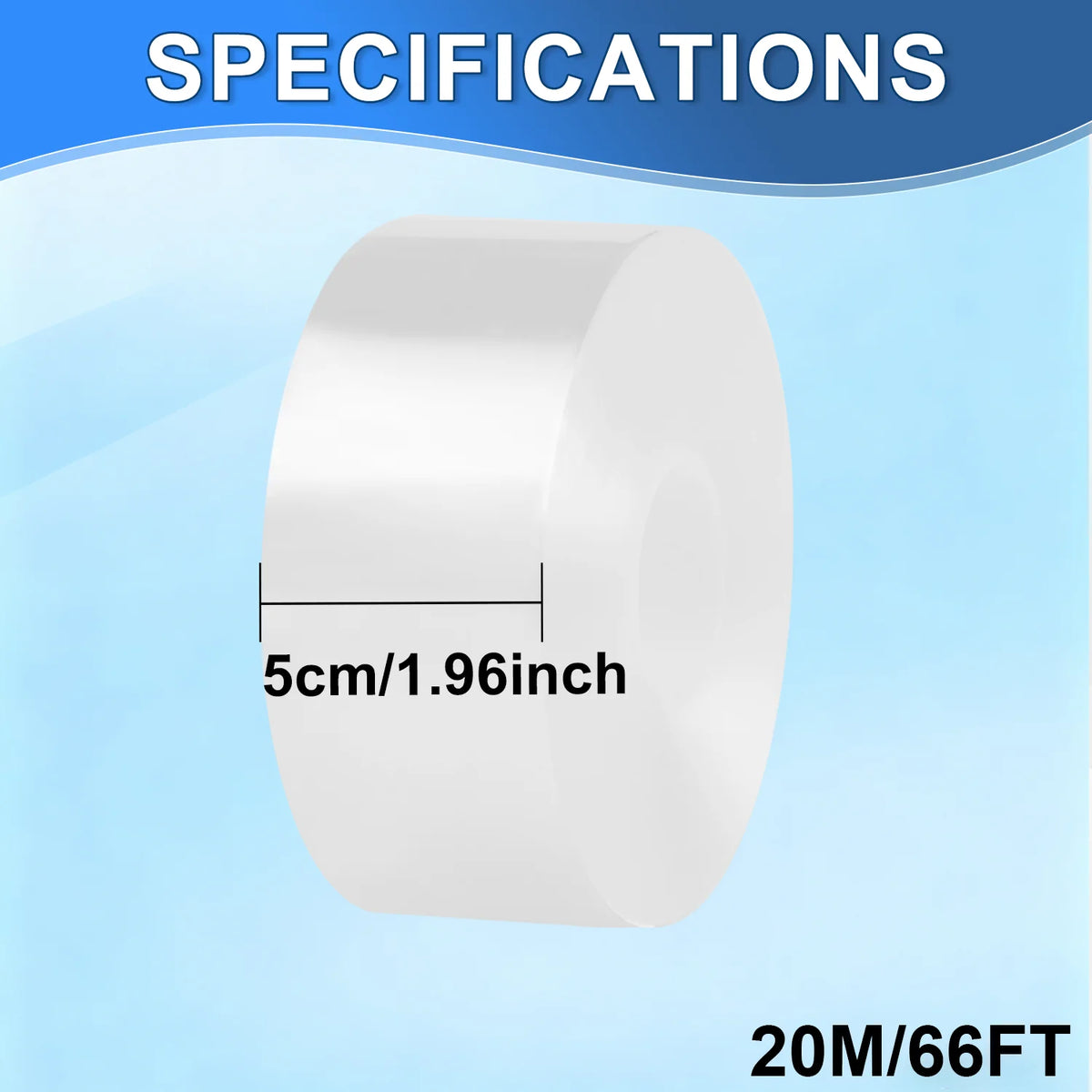 Roll of white waterproof window sealing tape with a 5cm or 1.96inch width.