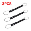 Three black adjustable luggage strap carrier belts displayed against a white background.