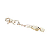 A silver-toned heavy duty metal glove clip chain with a rectangular clip attached.