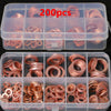A clear plastic container holds 200 precision copper gaskets and washers.