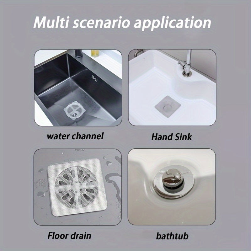 Reusable mesh strainers for various drains including water channels, hand sinks, floor drains, and bathtubs
