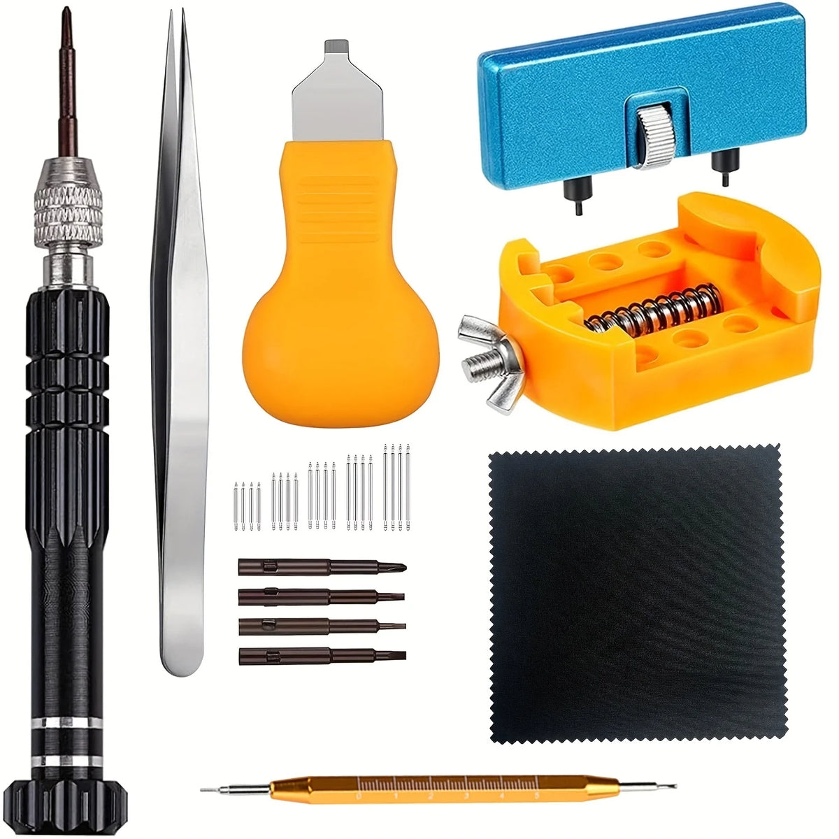 Kit de réparation de montre 3-en-1 avec tournevis, outil, pince et caoutchouc noir