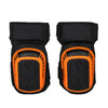 Un paire de genouillères en gel lourd noir et orange pour la protection.