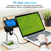 A laptop displays a live feed from a PC camera connected to a digital microscope for real-time viewing.