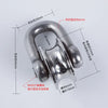 A heavy-duty stainless steel buckle pulley with various dimensions and mounting options.