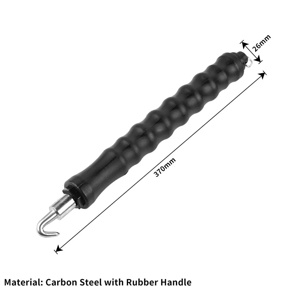 Black automatic rebar tie wire twister tool with a rubber handle and 26mm length.