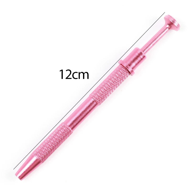 A pink precision 4-prong gem and small parts grabber tool with a 12cm length.