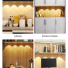 Various scenarios showing Motion Sensor LED Night Lights installed in cabinets, entrance cabinets, lockers, and desks.