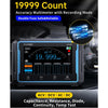 A digital multimeter with a large display showing 19.999 mA, used for measuring capacitance, resistance, diode, continuity, a