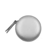Silver retractable dual scale measuring tape with a protective cover.