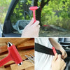 A hand holds a red heavy-duty car glass breaker tool, demonstrating its use for breaking car windows.