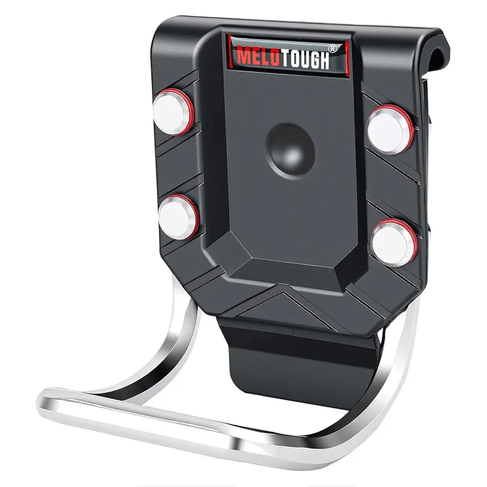 Porta-cinturón de martillo resistente MELTOUGH negro con clip plateado.