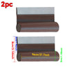 Two rolls of brown weather sealing tape or draft stopper material shown with dimensions.