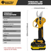 Yellow and black heavy duty electric pruning shear tool with a brushless motor and blade for gardening