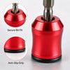 A red magnetic screwdriver bit set showing a secure bit fit and an anti-slip grip.