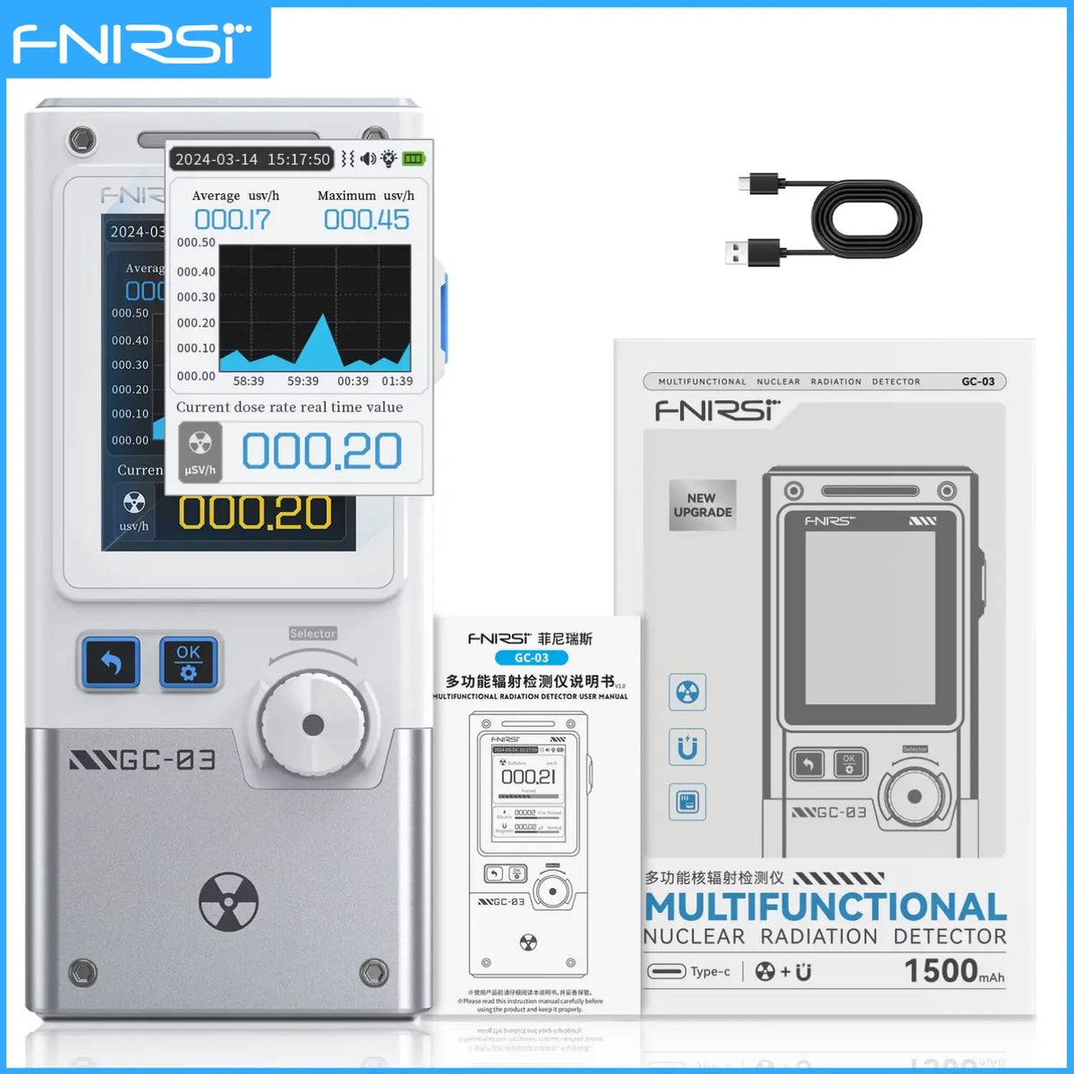 Handhaltbarer F-NIRSI GC-03 multifunktionaler nuklearer Strahlungsdetektor mit digitaler Anzeige und Batteriefach