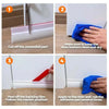 Instructions for installing a door draft stopper weather stripping seal by cutting and applying the backing film