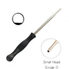 A single D tool with a black handle and a thin metal shaft, shown next to a circular outline.
