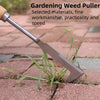 Herramienta de desmalezado en forma de L de acero inoxidable con mango de madera para arrancar malezas en jardinería