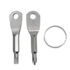 A pair of mini screwdriver tools with keychain attachments shown against a white background.
