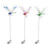 Three realistic dragonfly clips in blue, pink, and green for garden decor