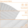 Close-up view of non-woven fabric window blinds showing sun UV blocking, high shading, and water resistance features.
