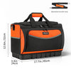 Black and orange heavy duty open top tool organizer bag with an adjustable shoulder strap