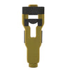 A yellow and black door latch mortise installation tool kit with a clamp and a handle.
