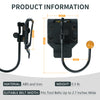 A black heavy-duty tool belt hook and holster with a flexible cord, made of ABS and iron.