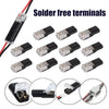 A set of solder free terminals and a universal double-wire LED plug connector for electronic projects.