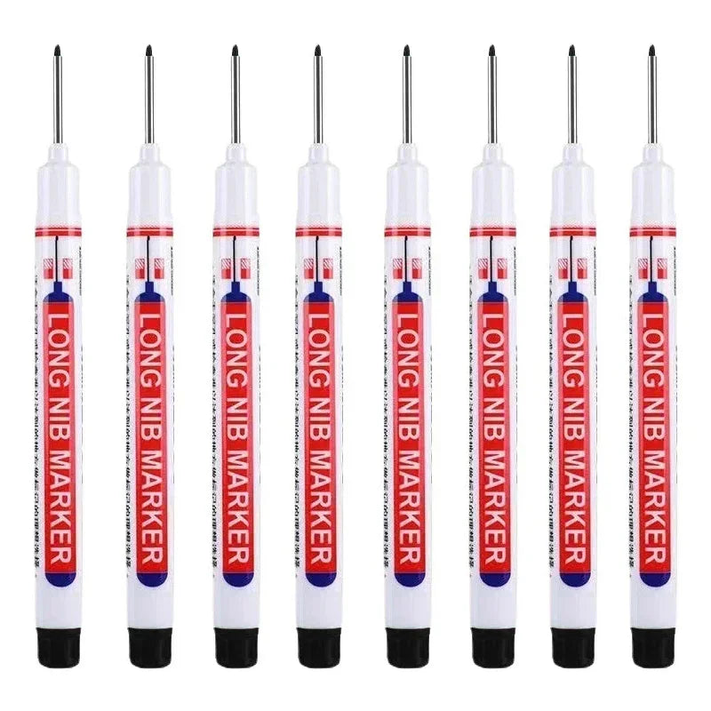 A set of long nib marker pens used for precision perforating and deep hole marking.