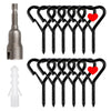 A set of black Q-hanger screw hooks for outdoor decor, including a single metal rod and plastic hanger.