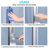 Instructions showing how to clean a window sill, tape in a position, install the tail with scissors, and press the tape flat.